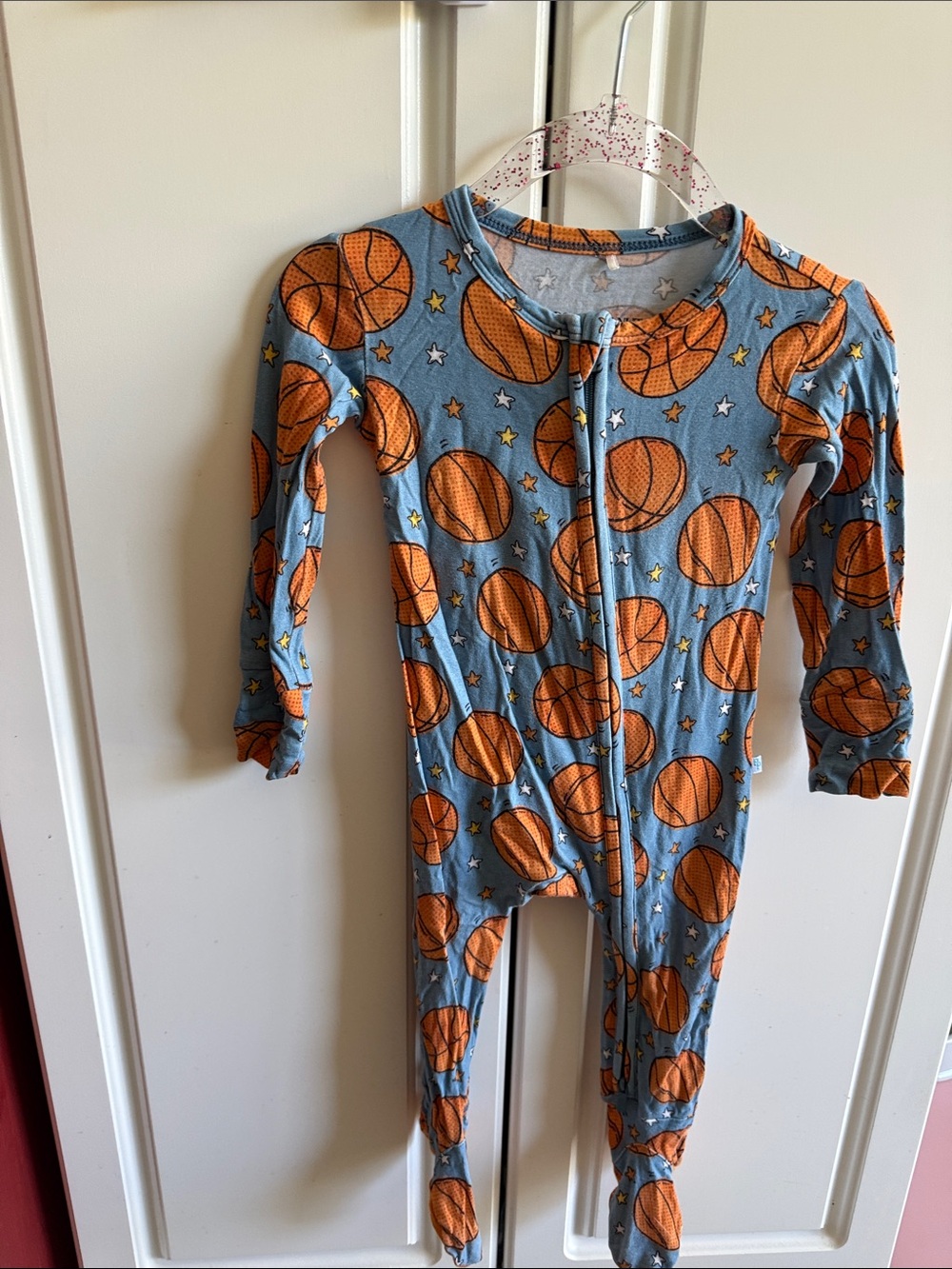 Posh Peanut Blue Basketball Print Footed One-Piece